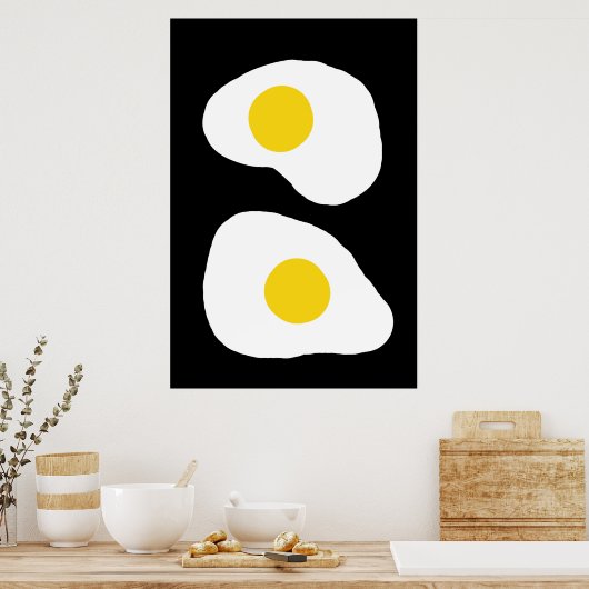Minimalist Two Fried Eggs Kitchen Art Poster (Küche)