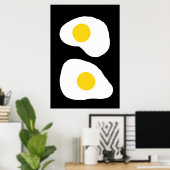 Minimalist Two Fried Eggs Kitchen Art Poster (Heimbüro)