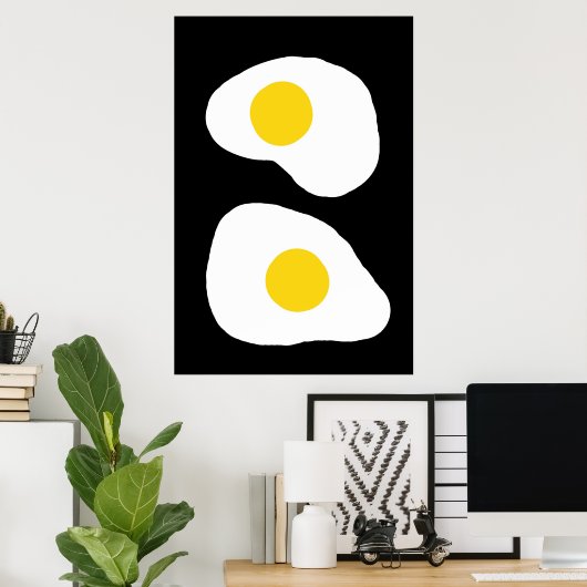 Minimalist Two Fried Eggs Kitchen Art Poster (Heimbüro)
