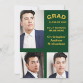 Minimalist Typography 3 Photo Graduation Ankündigung (Vorderseite)