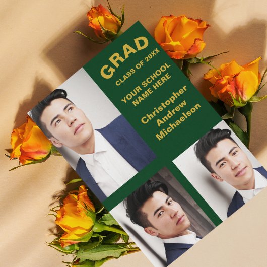 Minimalist Typography 3 Photo Graduation Ankündigung