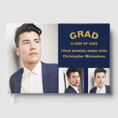Minimalist Typography 3 Photo Graduation Gästebuch (Vorderseite)