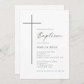Minimalist Typography cross baptism Einladung (Vorne/Hinten)