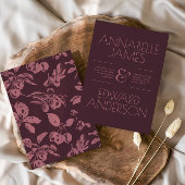 Minimalist Typography Elegant Burgundy Wedding Einladung