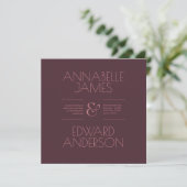 Minimalist Typography Elegant Burgundy Wedding Einladung (Stehend Vorderseite)