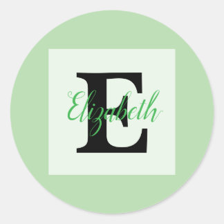 Minimalist typography monogram name  runder aufkleber