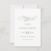 Minimalist Typography Olive Green Wedding  Save The Date (Vorderseite)