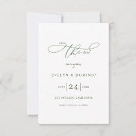 Minimalist Typography Olive Green Wedding  Save The Date