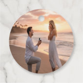 Minimalist Typography Photo Wedding Round Geschenkanhänger (Rückseite)