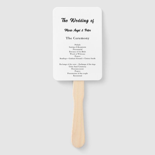 Minimalist Typography Wedding Program Fächer (Vorderseite)