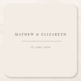 Minimalist Typography Wedding Soft Beige Rechteckiger Pappuntersetzer