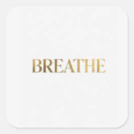 Minimalist typography with gold word breathe quadratischer aufkleber