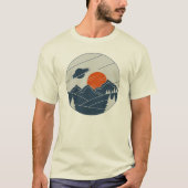 Minimalist UFO Landscape - Sunset Mountains & Fly T-Shirt (Vorderseite)