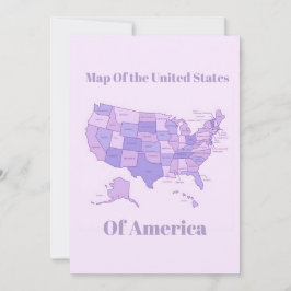 Minimalist United States Map Pink Purple Art Feiertagskarte
