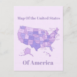 Minimalist United States Map Pink Purple Art Postkarte