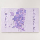 Minimalist United States Map Pink Purple Art Puzzle (Horizontal)