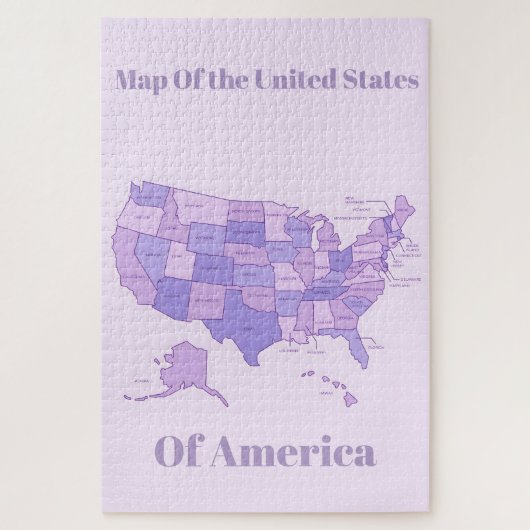 Minimalist United States Map Pink Purple Art Puzzle (Vertikal)