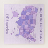 Minimalist United States Map Pink Purple Art Puzzle (Horizontal)