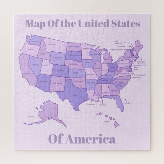 Minimalist United States Map Pink Purple Art Puzzle (Vertikal)