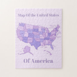Minimalist United States Map Pink Purple Art Puzzle