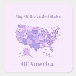 Minimalist United States Map Pink Purple Art Quadratischer Aufkleber