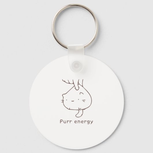 Minimalist Upside-Down Cat "Purr Energy" Graphic D Schlüsselanhänger (Vorderseite)