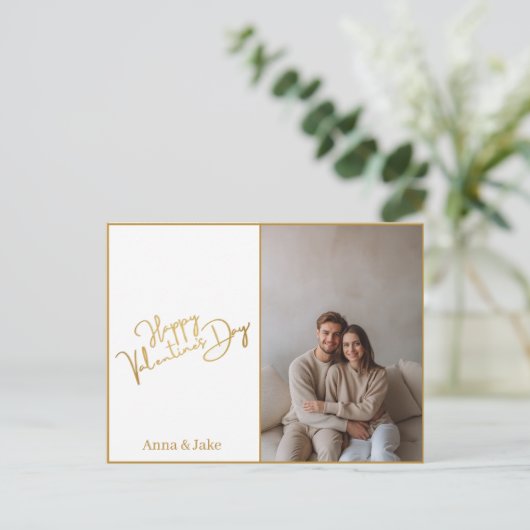 Minimalist Valentine's Day Custom Photo & Text  Postkarte (Stehend Vorderseite)
