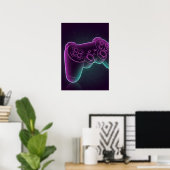 Minimalist Vaporwave Gaming Controller Poster (Heimbüro)