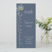 Minimalist Vertical Floral Slate 60th Birthday  Einladung (Stehend Vorderseite)