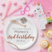 Minimalist Vintage Baseball Birthday Party Pappteller (Party)
