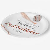 Minimalist Vintage Baseball Birthday Party Pappteller (Schrägansicht)