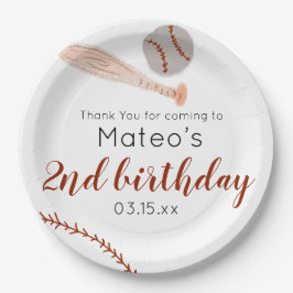 Minimalist Vintage Baseball Birthday Party Pappteller