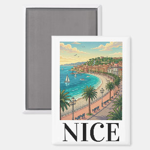 Minimalist Vintage Nizza Französische Küste Magnet