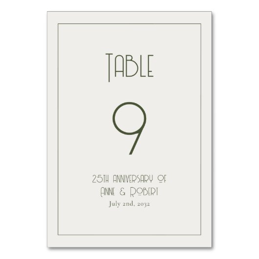 Minimalist vintage tischnummer (Vorderseite)