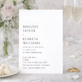 Minimalist Vintage Typography Black White Wedding Einladung