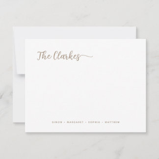 Minimalist Warm Taupe Family Stationery  Mitteilungskarte