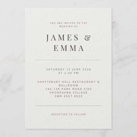 Minimalist | Warm White Einladung (Vorderseite)