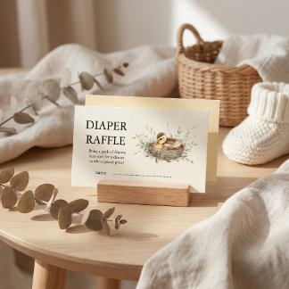 Minimalist Watercolor Duckling Diaper Raffle Ticke Visitenkarte