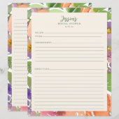 Minimalist Watercolor Floral Bridal Shower Recipes (Vorne/Hinten)