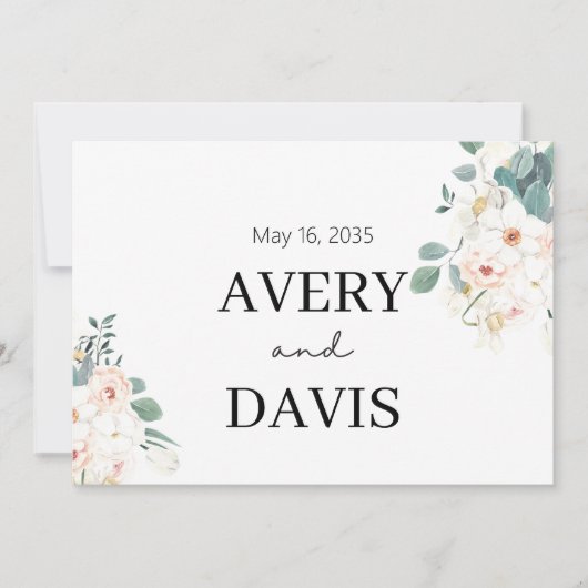 Minimalist Watercolor Floral Personalized Wedding  Einladung (Vorderseite)