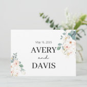 Minimalist Watercolor Floral Personalized Wedding  Einladung (Stehend Vorderseite)