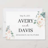 Minimalist Watercolor Floral Personalized Wedding  Einladung (Rückseite)