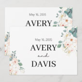 Minimalist Watercolor Floral Personalized Wedding  Einladung (Vorne/Hinten)