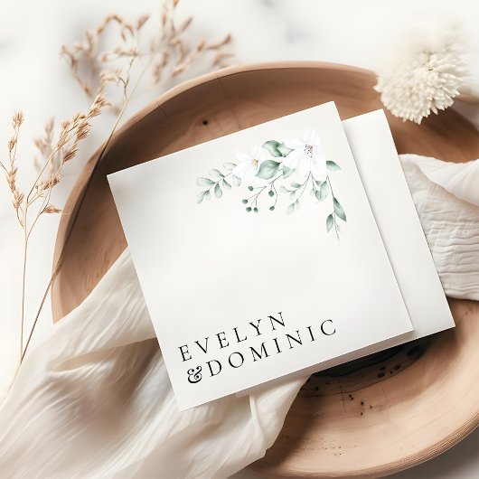 Minimalist Watercolor Greenery Foliage Wedding Serviette