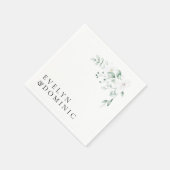 Minimalist Watercolor Greenery Foliage Wedding Serviette (Ecke)