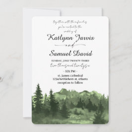 Minimalist Watercolor Pine Tree Mountain Einladung