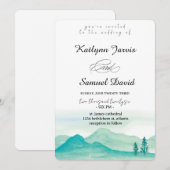 Minimalist Watercolor Pine Tree Mountain Einladung (Vorne/Hinten)