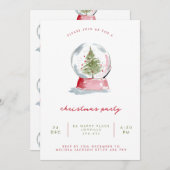 Minimalist Watercolor Snow Globe Christmas Party Einladung (Vorne/Hinten)