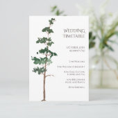 Minimalist Watercolor Spruce Wedding Timetable Begleitkarte (Stehend Vorderseite)
