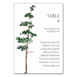 Minimalist Watercolor Spruce Wedding Tischnummer